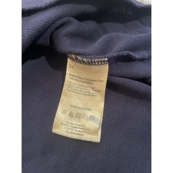 Mens Scotch & Soda Coffee Helps Navy & Blue Collard Polo Shirt Size L Cotton - Picture 10 of 12